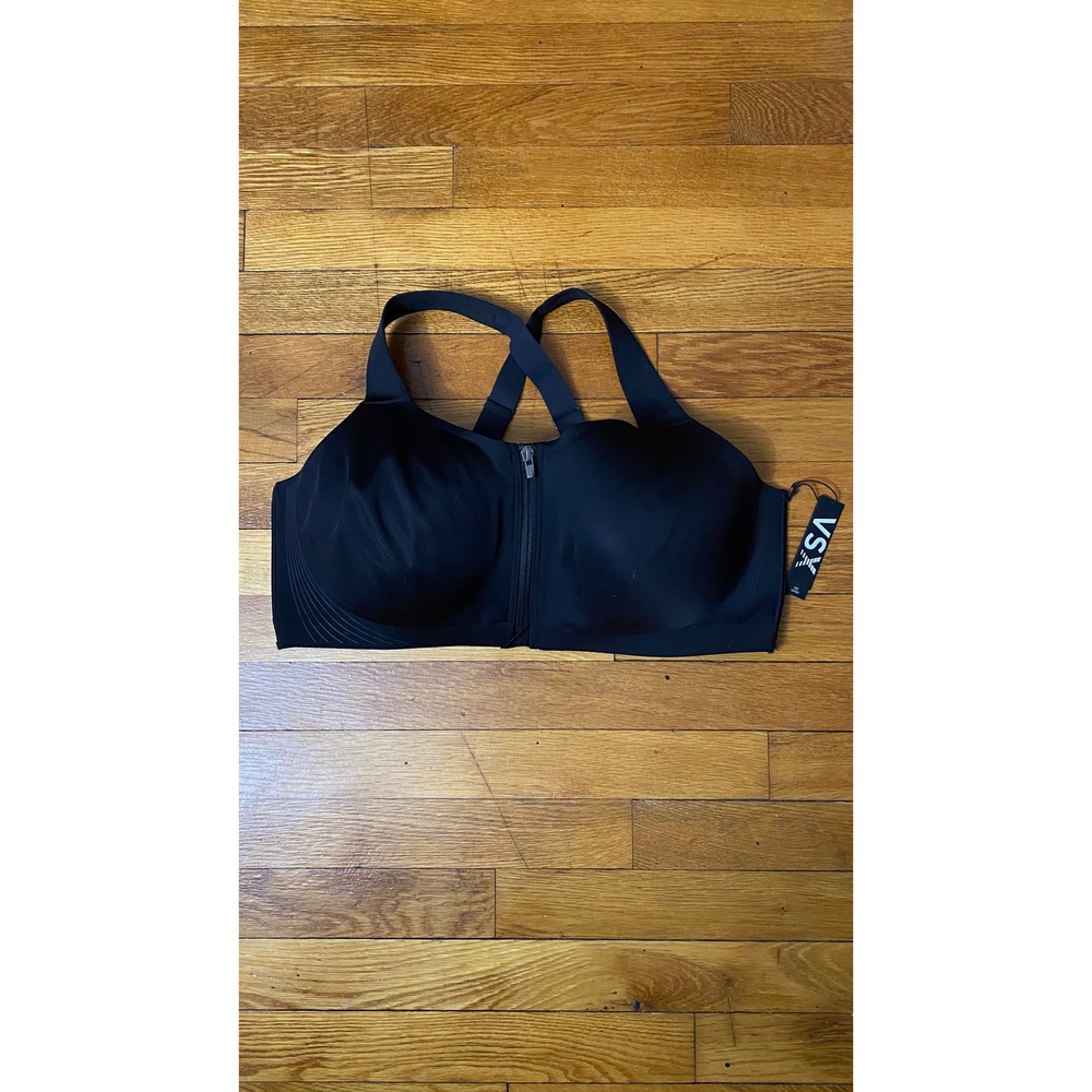 Victorias Secret VSX Knockout Front Zip Maximum Support Sports Bra Black 40DD